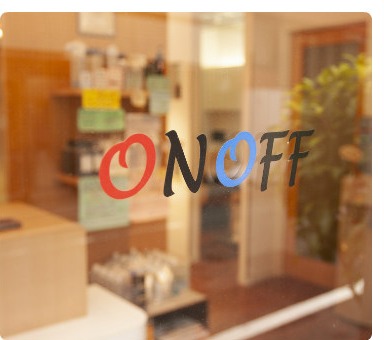 ONOFF hair salon 店内ロゴ
